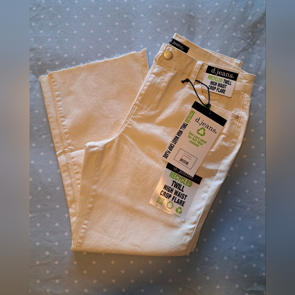 d jeans JEANS antique white TWILL size 10 crop FLARE brand new HIGH WAIST
